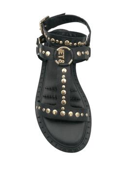 Sandalias Janet con tachas oro en piel negra