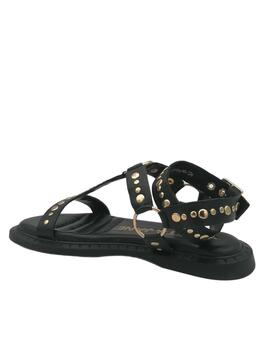 Sandalias Janet con tachas oro en piel negra