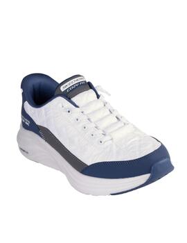 Deportiva Skechers Slipins 232619 blanco y azul