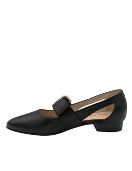 Zapato plano mujer con hebilla en negro
