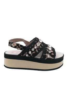 Sandalia Mou con plataforma animal print