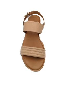 Sandalia Inuovo con cuña y hebilla en beige