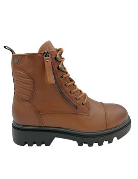 Botines Carmela en cuero con cordones y cremallera