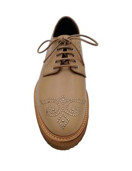 Zapato Calce en crema cordones y tachas