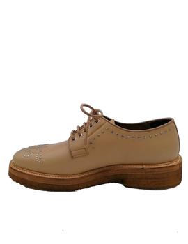 Zapato Calce en crema cordones y tachas