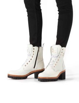 Bota Panama Jack Padma piel blanca forro pelo