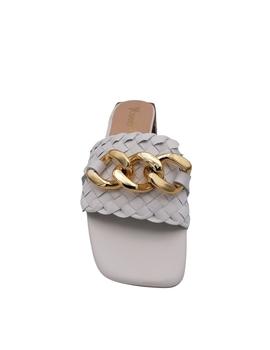 Mule trenzada cadena en blanco