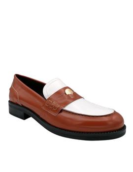 Mocasines Bryan mujer cuero y blanco