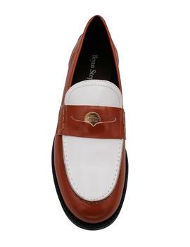 Mocasines Bryan mujer cuero y blanco