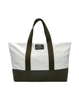 Bolso Shopper Leblon de Ecoalf en blanco y verde