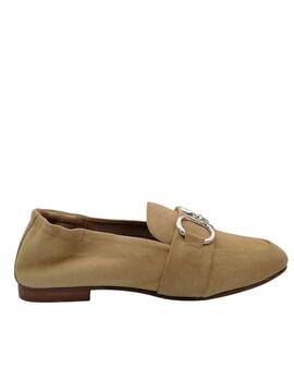 Mocasines de mujer en ante beige