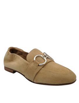 Mocasines de mujer en ante beige