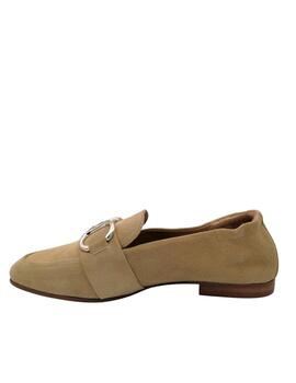 Mocasines de mujer en ante beige