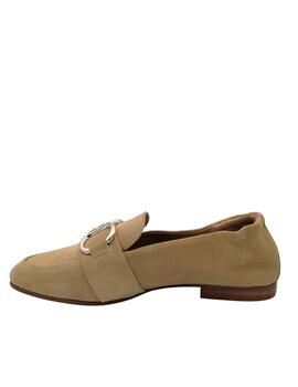 Mocasines de mujer en ante beige