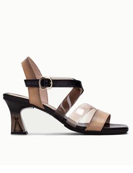 Sandalia Greta Hispanitas negro y beige