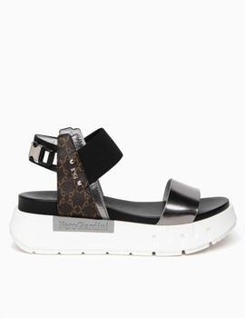 Sandalias Nero giardini plata y negro