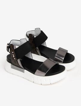 Sandalias Nero giardini plata y negro