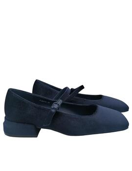 Zapato Jeannot azul con hebilla y terciopelo mujer