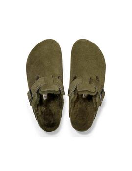 Zueco Birkenstock Boston borrego verde