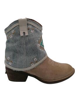 Botines Nemonic jeans y beige 2377 mujer