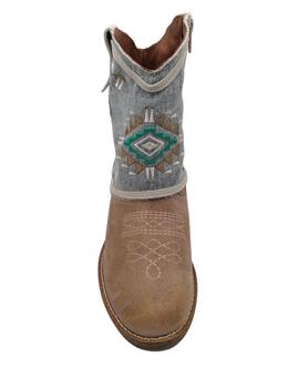 Botines Nemonic jeans y beige 2377 mujer