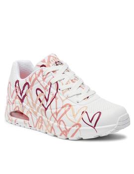 Deportiva Skechers corazones UNO para mujer 155507