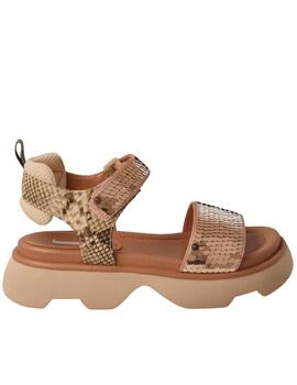 Sandalia Jeannot lentejuelas beige y serpiente